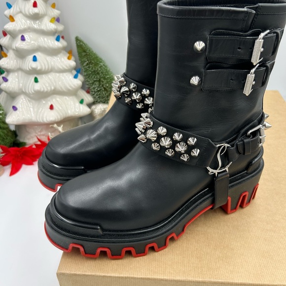 Christian Louboutin women's Dune bike spike Moto boots size 39 made in Italy - Picture 2 of 13